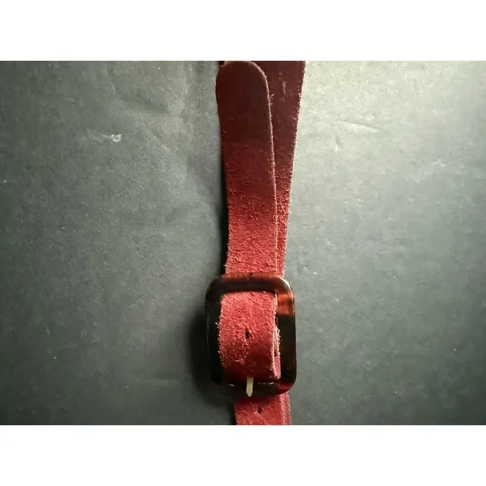 Vtg. Womens Belt Suede Leather Burgundy Boho Career Classic 80s 90s Y2K Mod